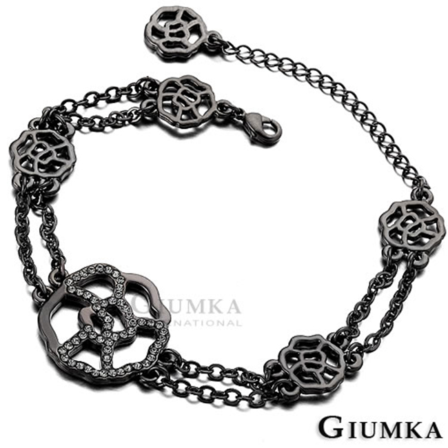 【GIUMKA】玫瑰蔓延手鍊 黑金白鋯 MB432-3