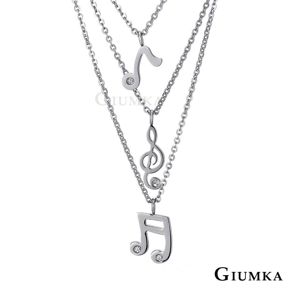 【GIUMKA】動聽音符曲雙鍊項鍊 銀色音符 MN1141-3