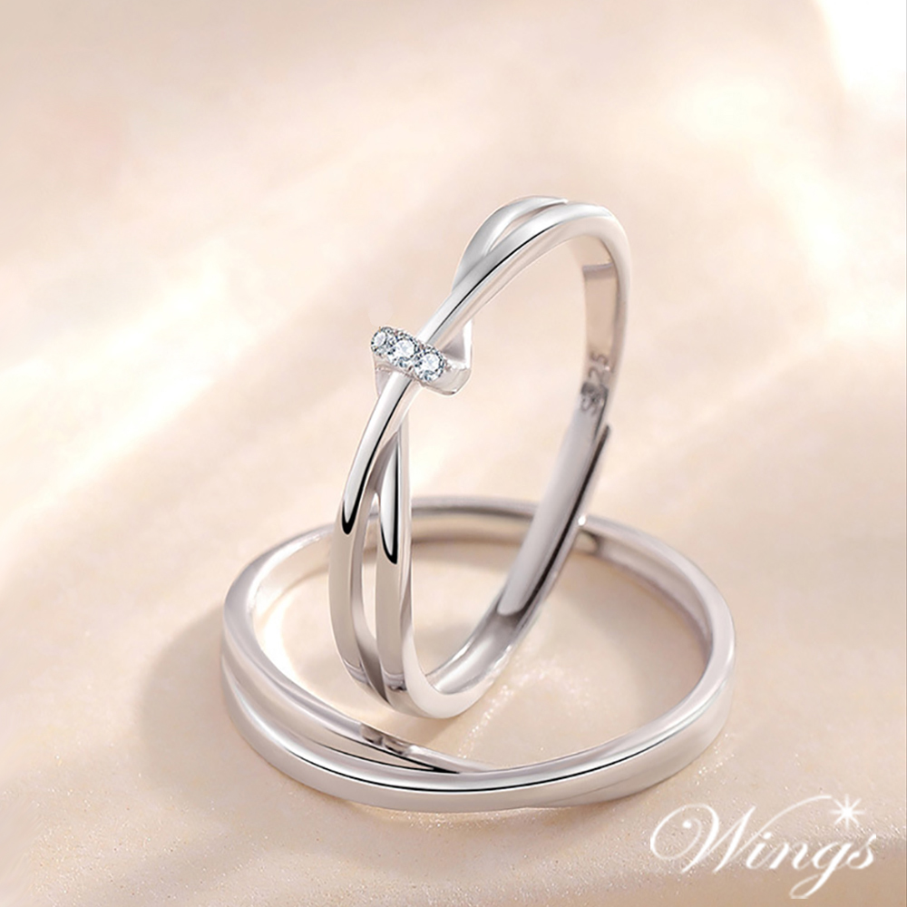 WINGS 925純銀 雙生銀河 方晶鋯石戒指 單只價