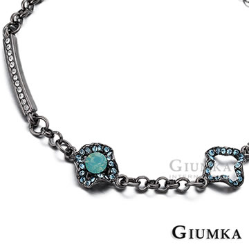 【GIUMKA】絢麗浪花手鍊甜心淑女款 黑金藍綠鋯 MB425-3
