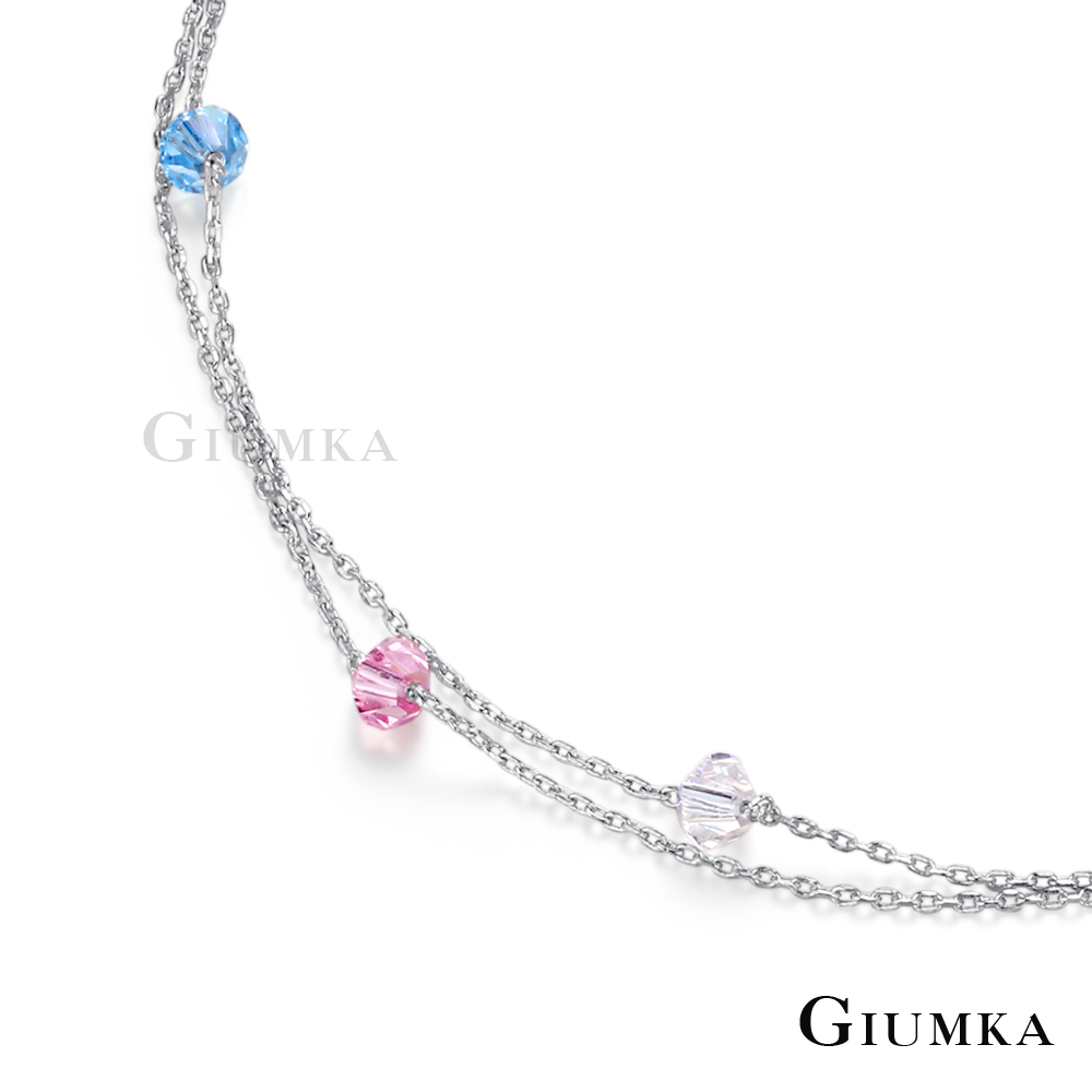 GIUMKA 繽紛彩糖雙鍊腳鍊 精鍍正白K 銀色 ML20011-1