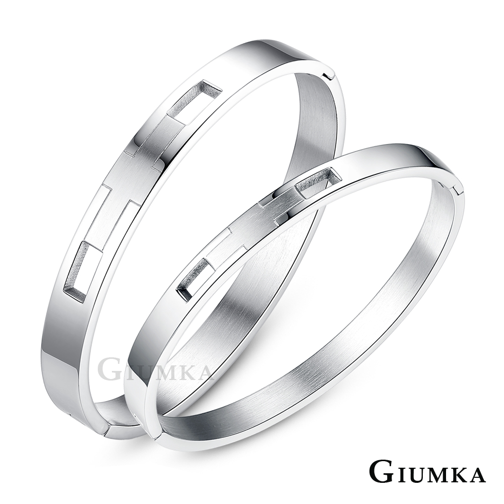 GIUMKA 相約永恆白鋼情侶手環 銀色 MB04047