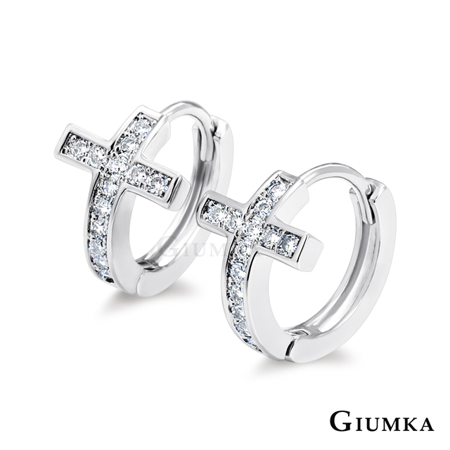 GIUMKA 甜美十字 易扣式耳環 銀色款 MF07028-1