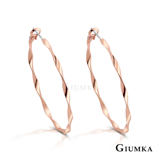 GIUMKA 螺紋圈圈耳針式耳環 玫金款 MF020020-2