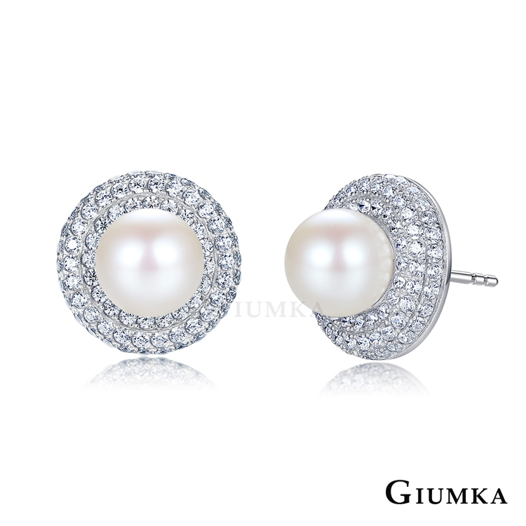 GIUMKA 天然珍珠 簡約典雅925純銀耳環 MFS020007