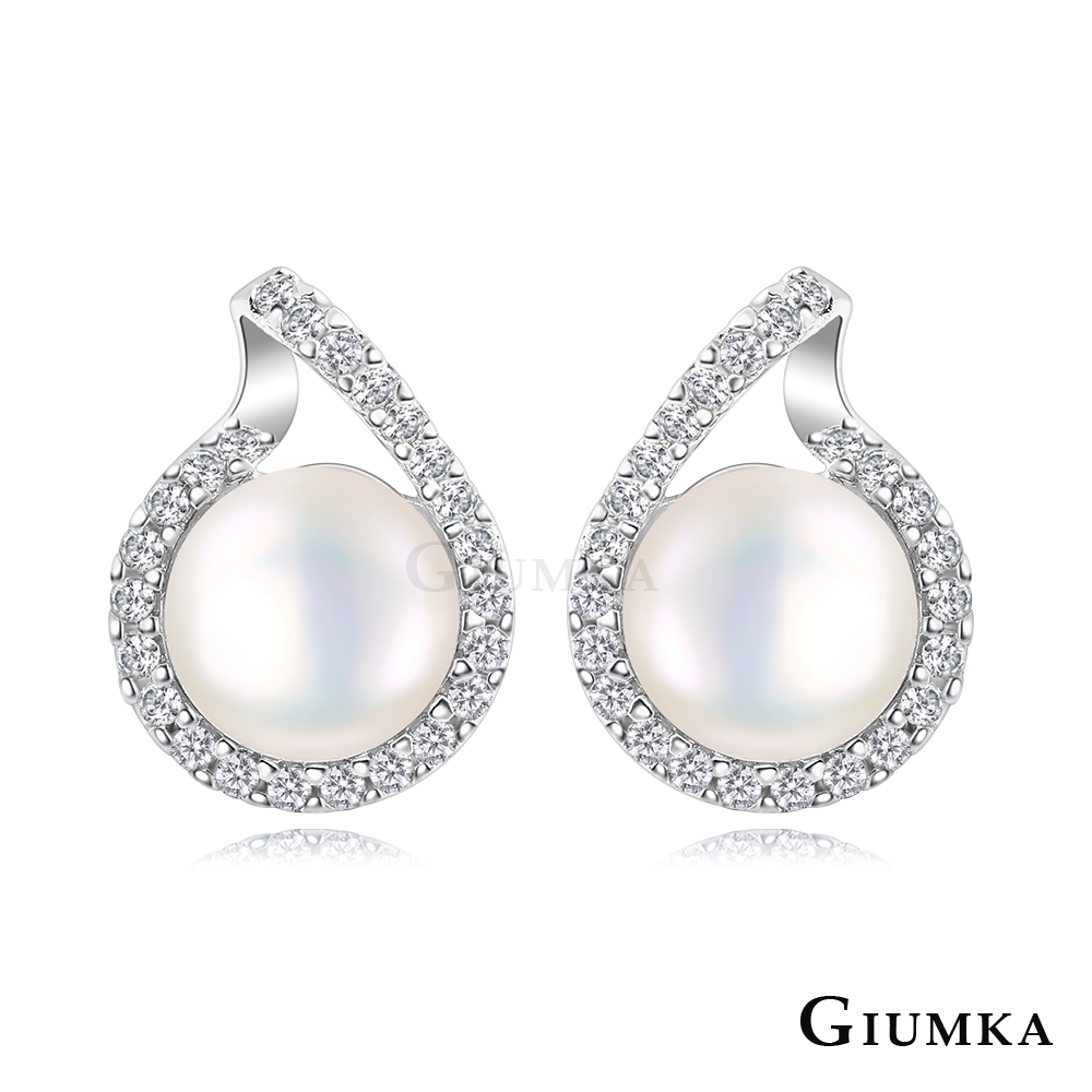 GIUMKA 天然珍珠耳環 精鍍正白K MF22001-1