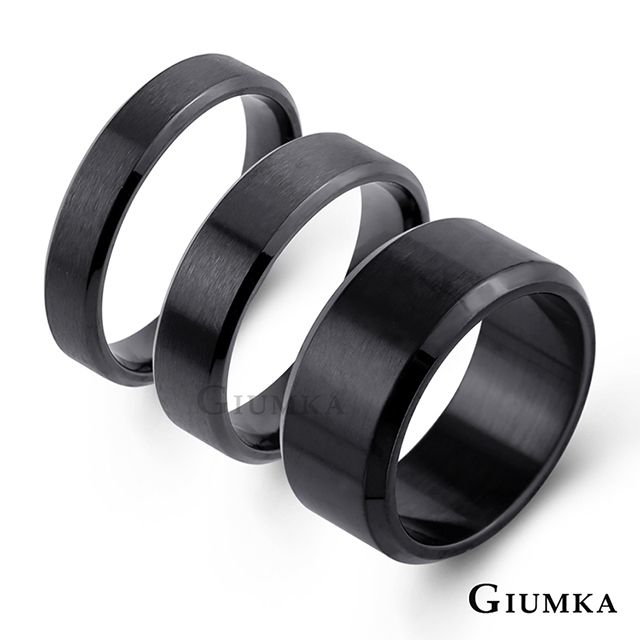 GIUMKA 黑色幽默白鋼情侶戒指 MR08018-1 (霧面款)