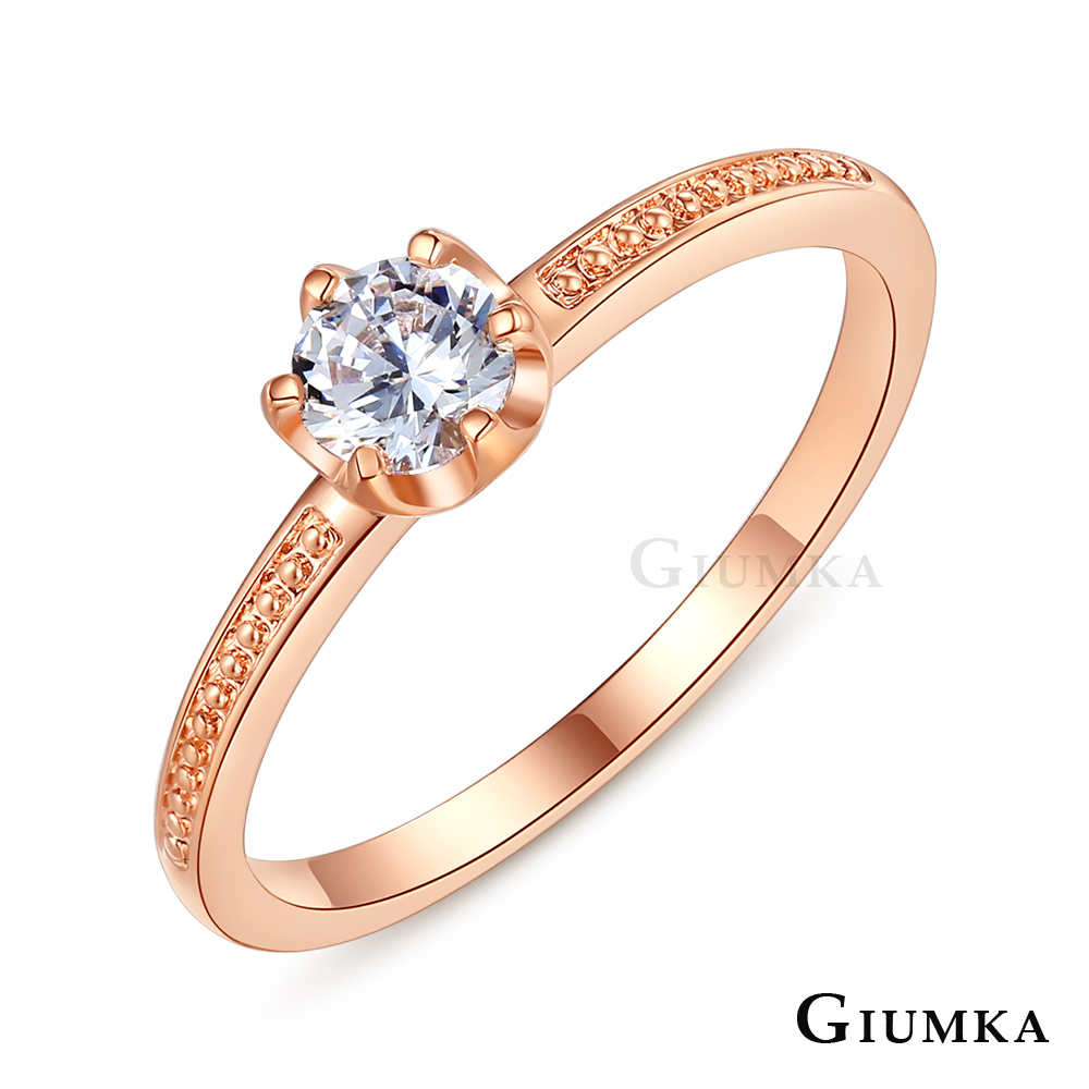 GIUMKA 經典單鑽戒指 精鍍玫瑰金 MR21010