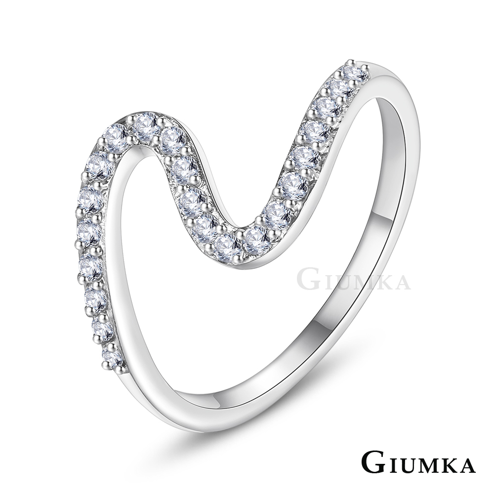 GIUMKA 簡約流線戒指 精鍍正白K MR21009