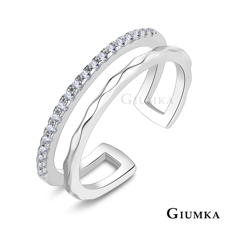 GIUMKA C字開口戒指 精鍍正白K MR21013