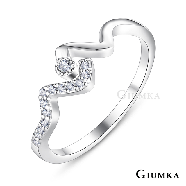 GIUMKA 波浪造形戒指 精鍍正白K MR21023