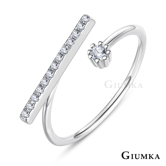 GIUMKA 簡約一字戒指 精鍍正白K MR21022