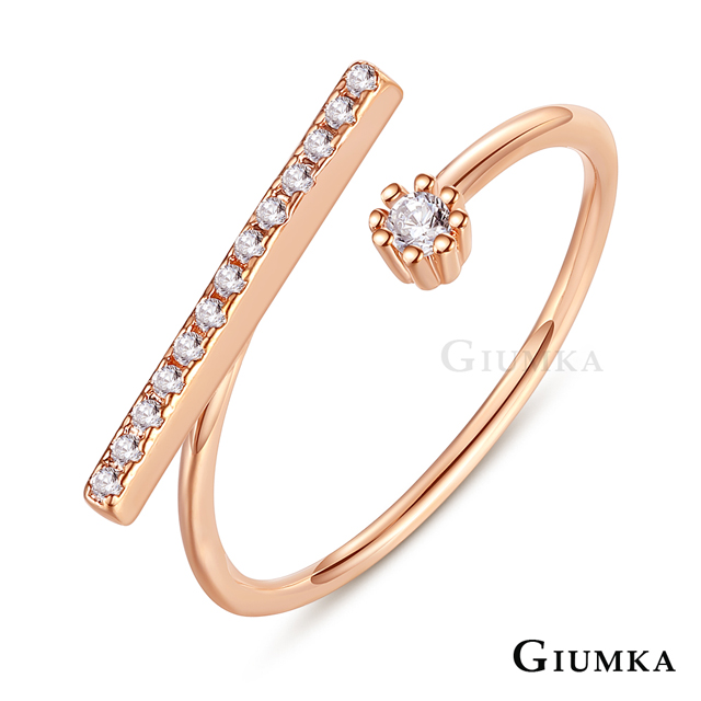 GIUMKA 簡約一字戒指 精鍍玫瑰金 MR21022