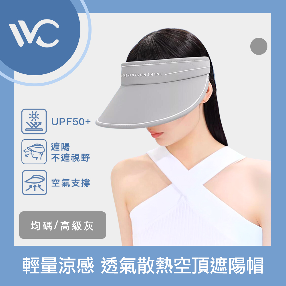 VVC 沁風系列 抗UV輕量涼感 透氣散熱空頂防曬/遮陽帽 高級灰