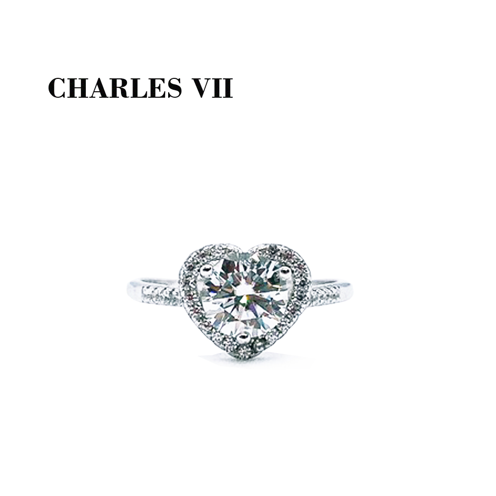 CHARLES VII 查爾七世 皇家訂製款一克拉女鑽戒/純銀戒台-唯愛之心