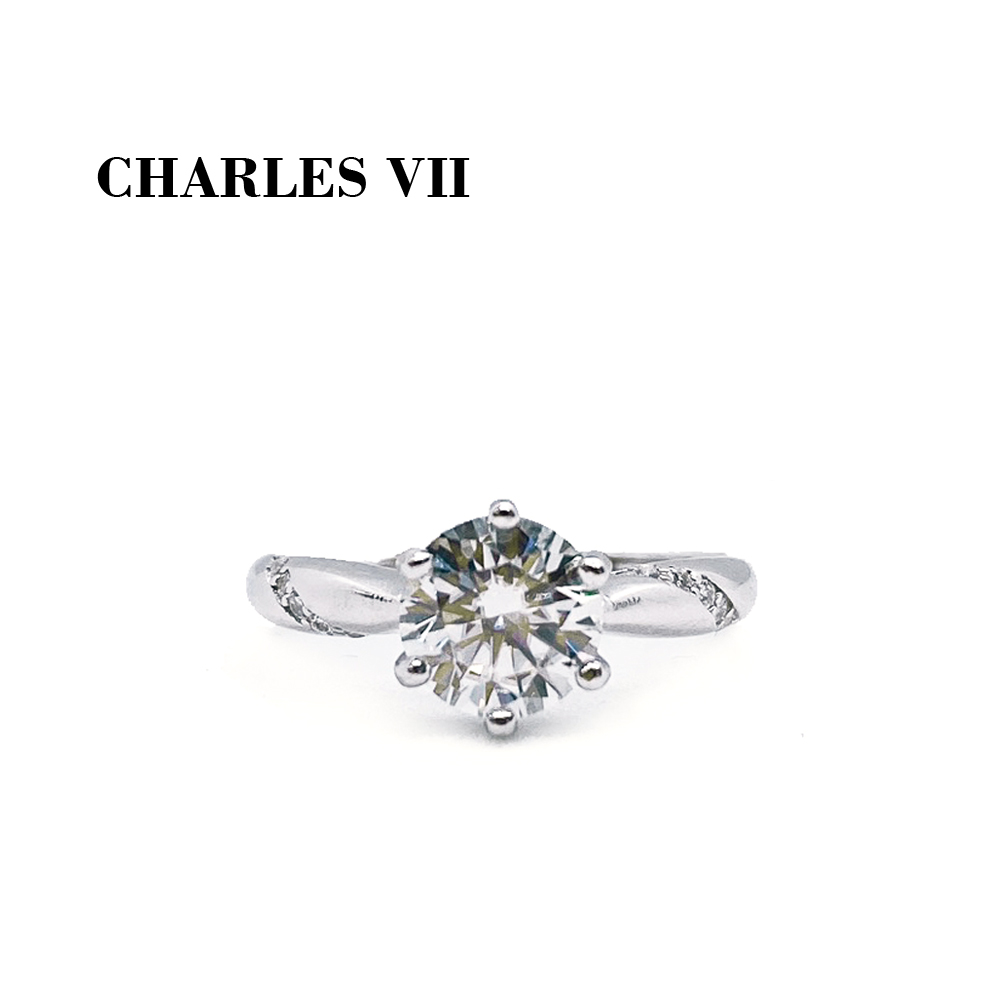 CHARLES VII 查爾七世 皇家訂製款一克拉女鑽戒/純銀戒臺-真愛永恆