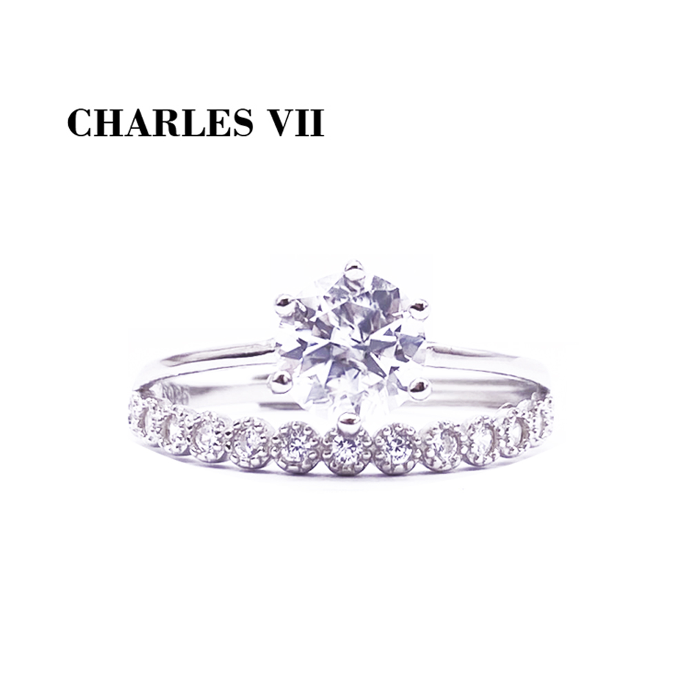 CHARLES VII 查爾七世 皇家訂製款一克拉女鑽戒/純銀戒臺-璀璨生輝