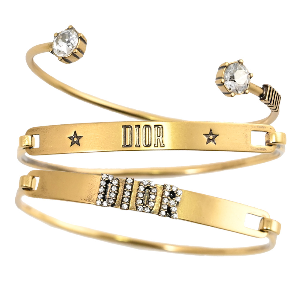 Christian Dior 復古金屬水晶造型手環三件組.金