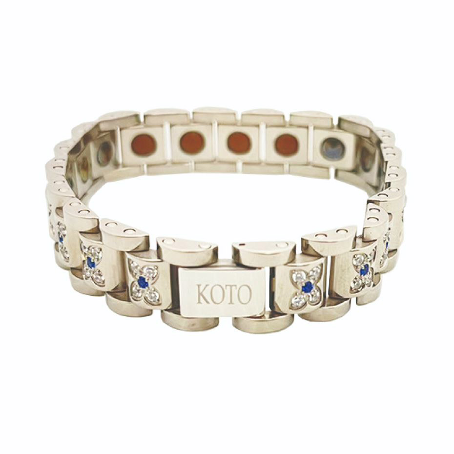 KOTO鍺磁健康鈦手鍊 藍寶排鑽頂級豪華款TD-001*1入