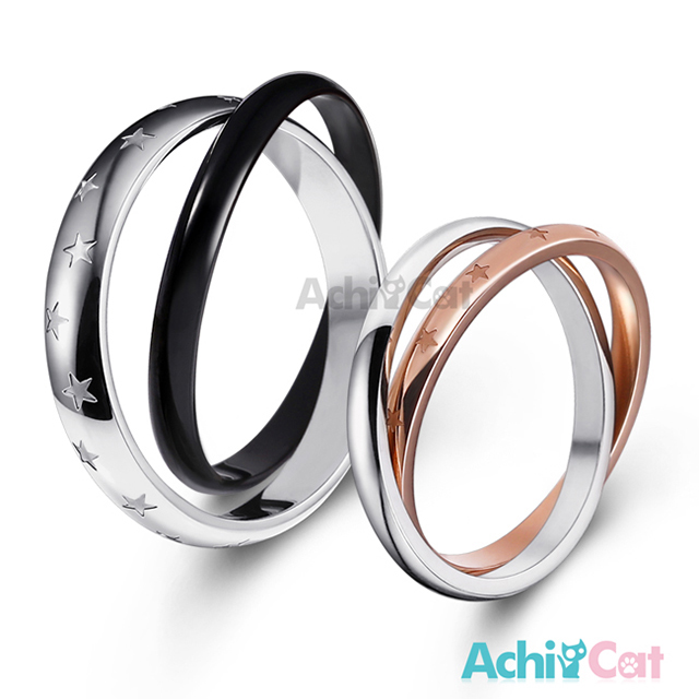 AchiCat 白鋼情侶戒指 星空閃閃 A8017