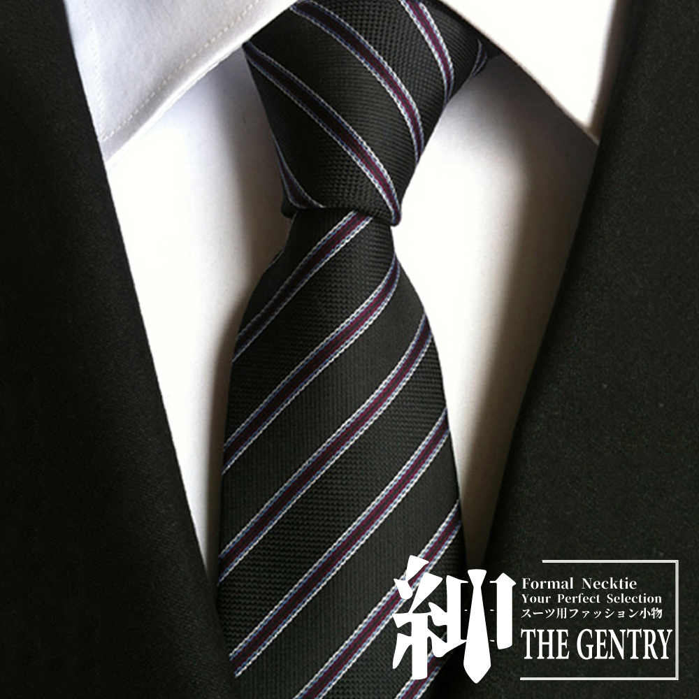 『紳-THE GENTRY』經典紳士商務休閒男性領帶 -黑紅斜紋款