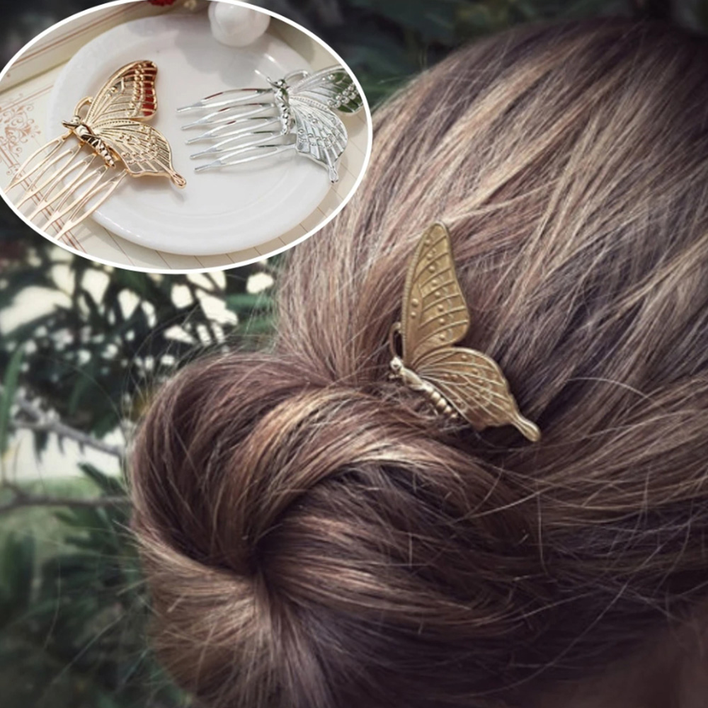 UNICO 歐美 復古巴洛克風金屬造型蝴蝶髮梳