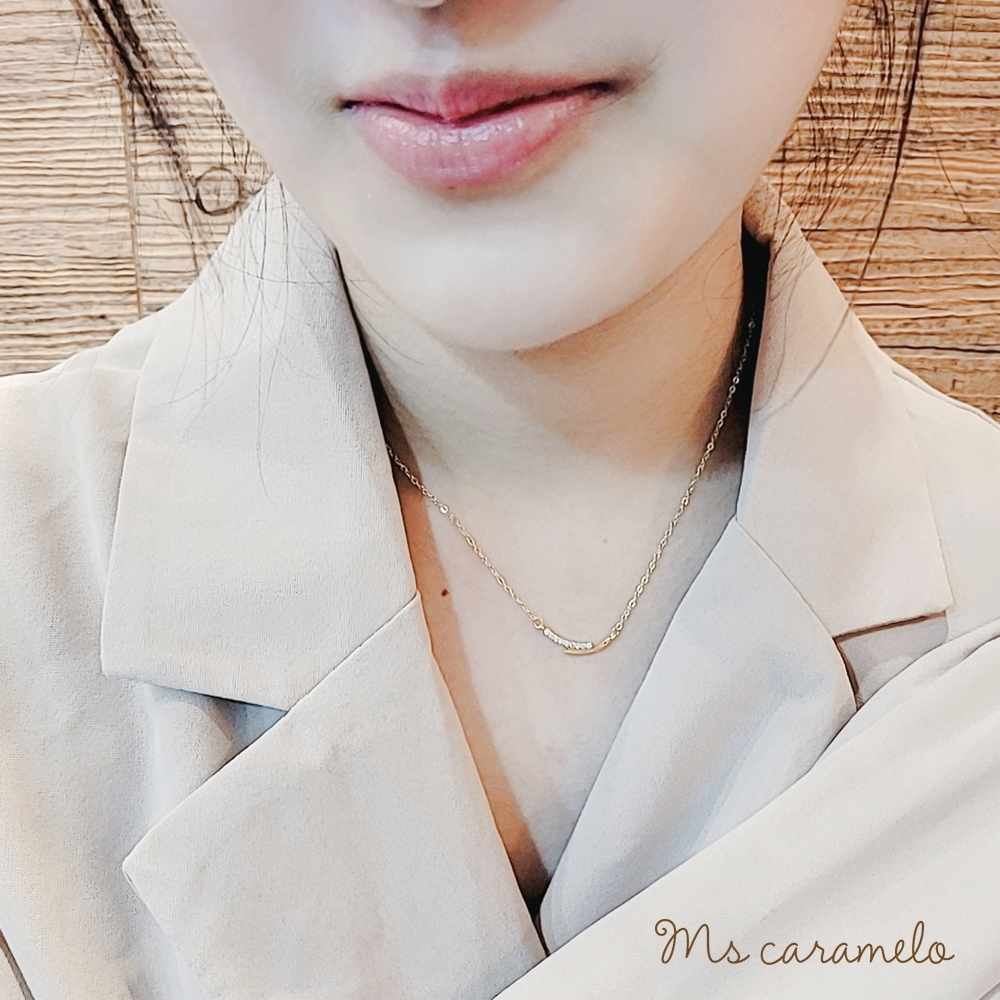 【焦糖小姐 Ms caramelo】925純銀 Smile 微笑鋯石項鍊