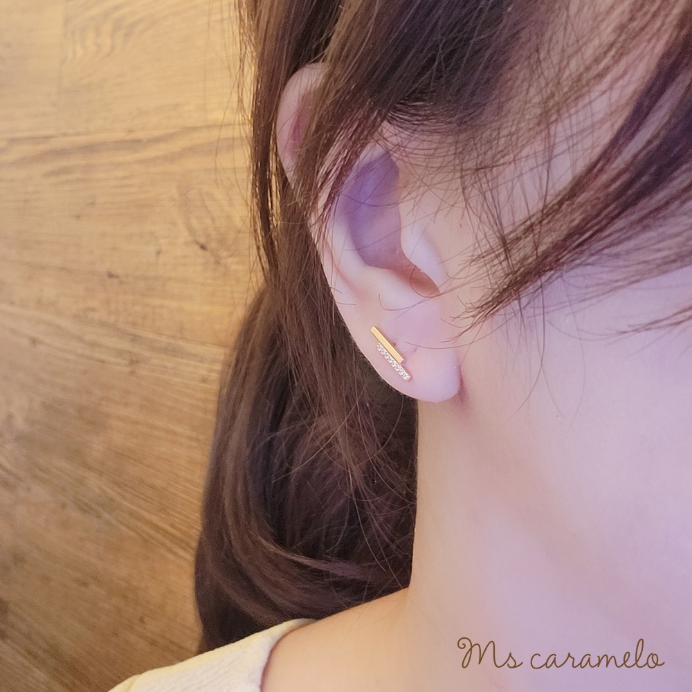 【焦糖小姐 Ms caramelo】925純銀 玫瑰金 鋯石耳環