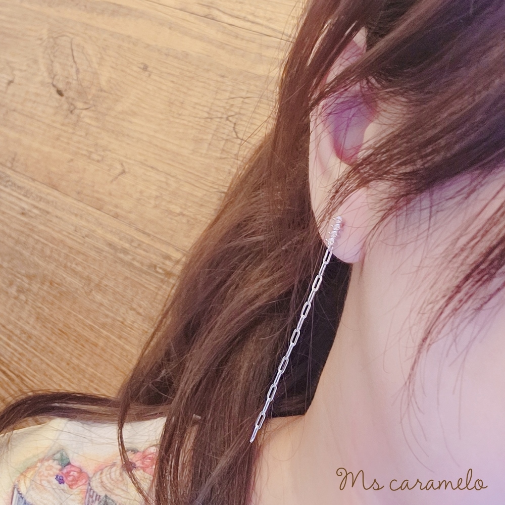 【焦糖小姐 Ms caramelo】925純銀 鋯石流蘇耳環