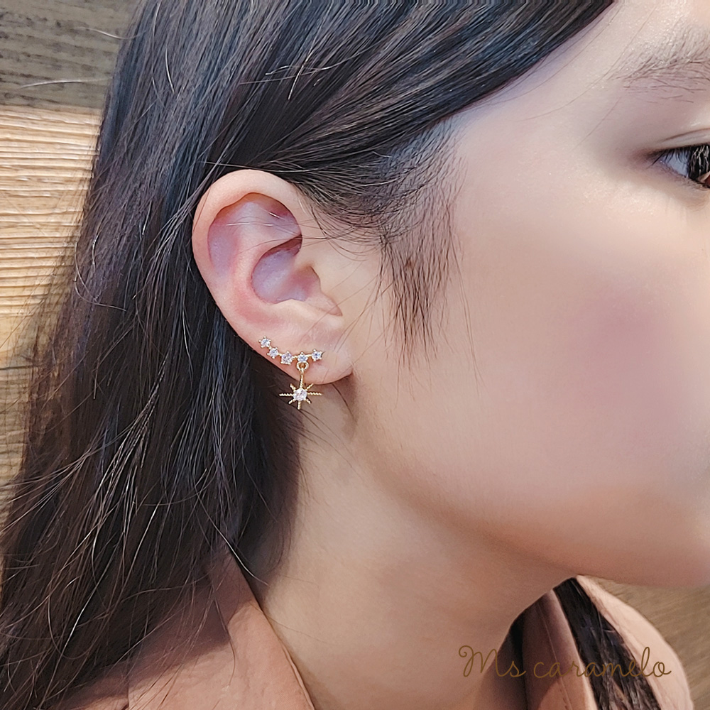 焦糖小姐-Ms-caramelo-夾式耳環-鋯石星星耳環