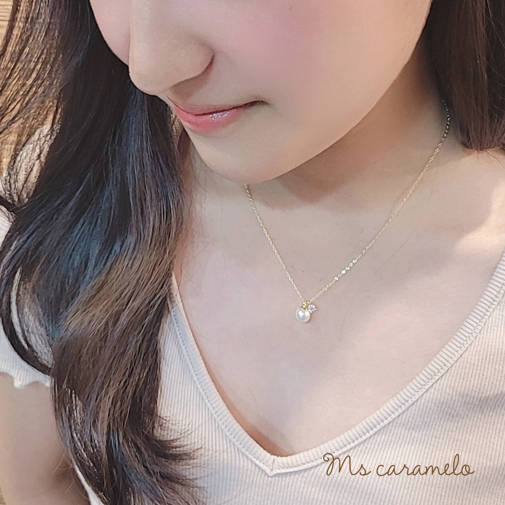 焦糖小姐-Ms-caramelo-925純銀 鋯石&貝珠 項鍊
