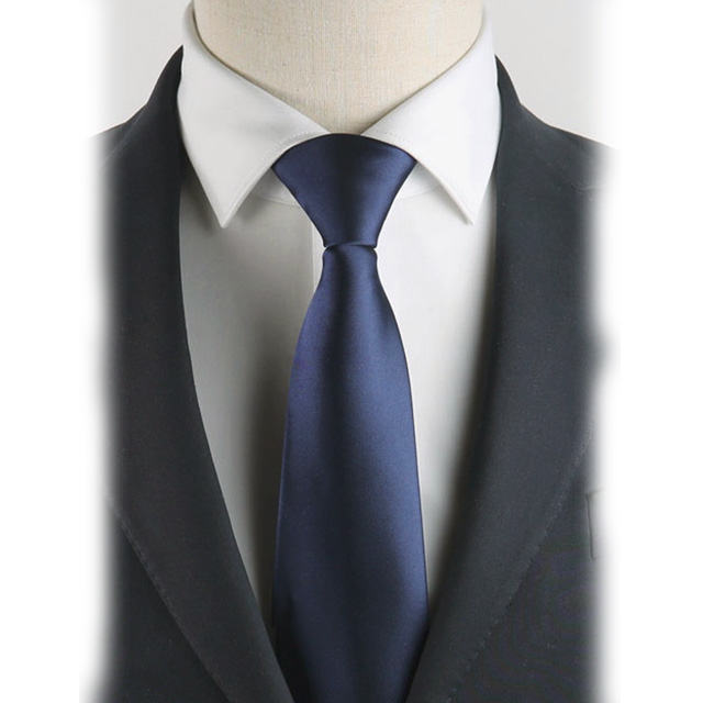 拉福，布面辦公領帶8cm寬版領帶拉鍊領帶(深藍)