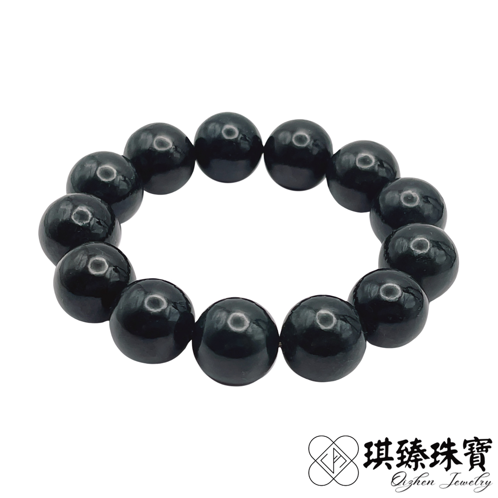 天然和田玉青玉圓珠手珠手串(13mm圓珠 和闐玉 塔青手串 隨機出貨)