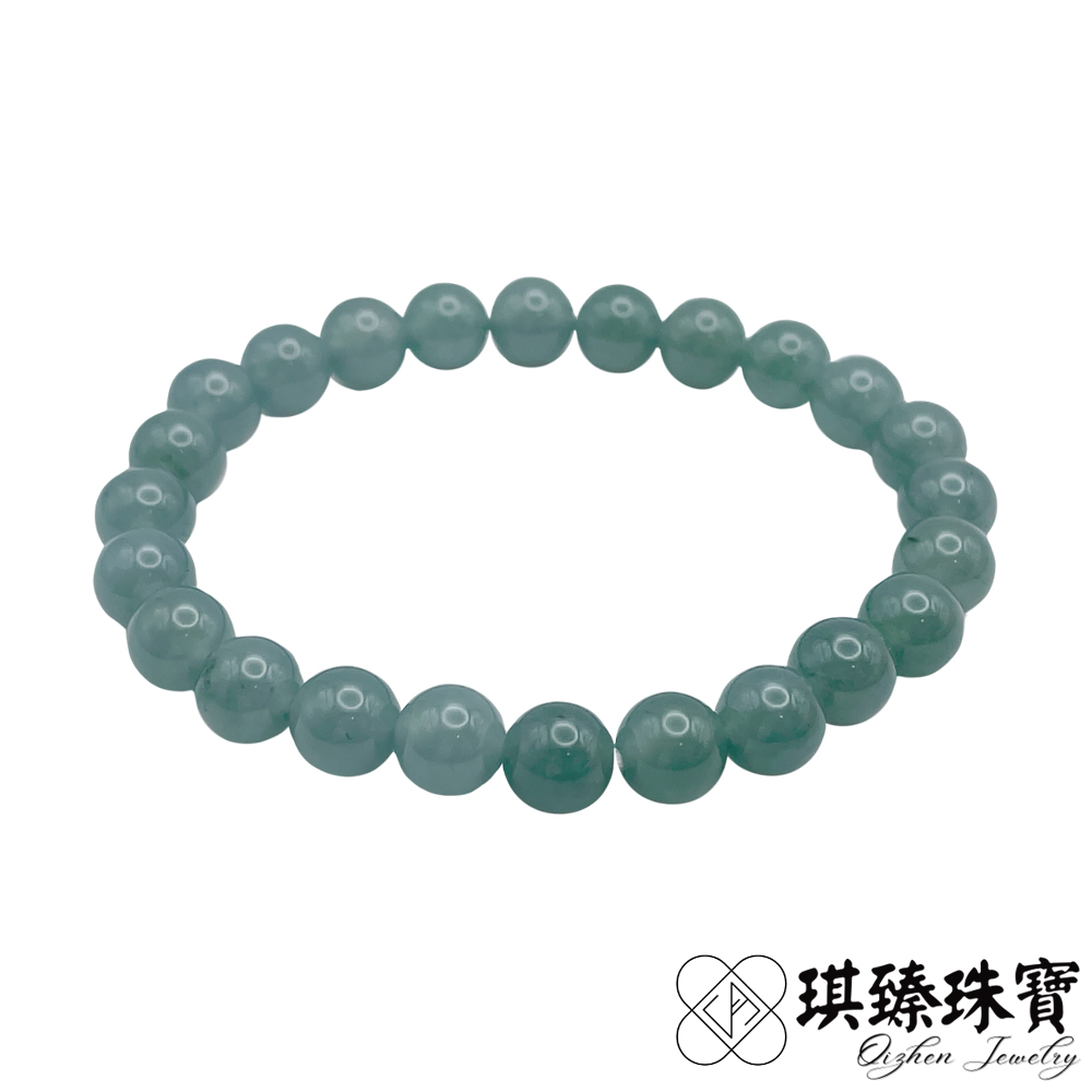 天然A貨翡翠糯冰種藍水圓珠手珠手串(7.5-8mm偏淺色 開運招財 翡翠玉石 可客製化)