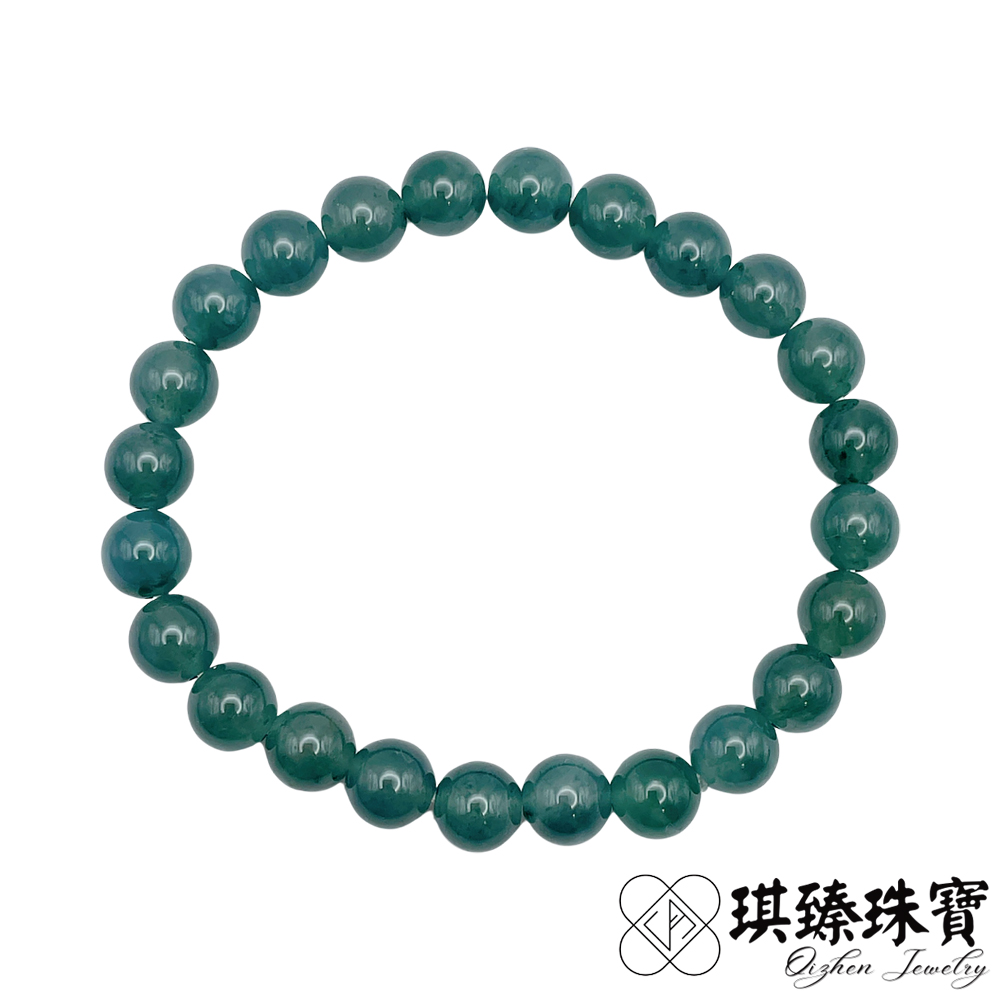 天然A貨翡翠糯冰種藍水圓珠手珠手串(7.5-8mm偏深色 開運招財 翡翠玉石 可客製化)