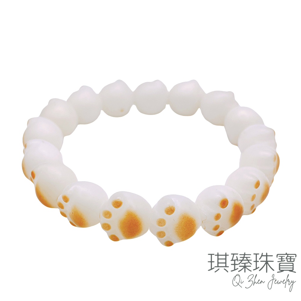 琪臻珠寶 天然菩提根造型手珠手鍊(白玉菩提 炭燒貓爪設計款 隨機出貨)
