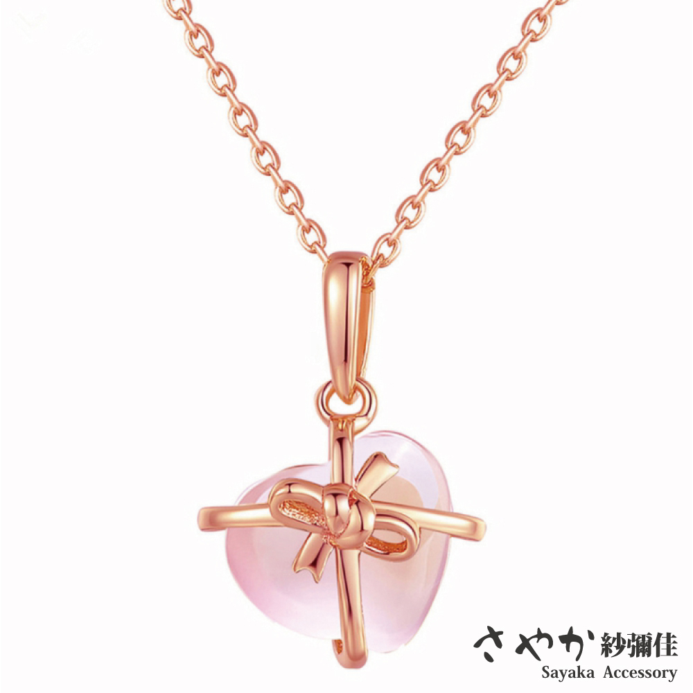 【Sayaka紗彌佳】最特別的禮物愛心蝴蝶結月光石造型銀項鍊