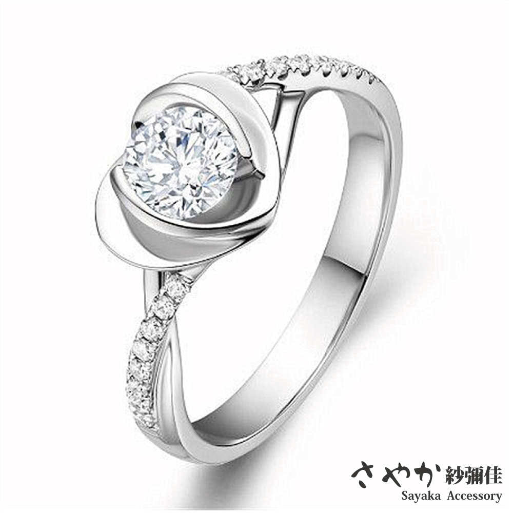 【Sayaka紗彌佳】愛的傳遞愛心造型鑲鑽戒指