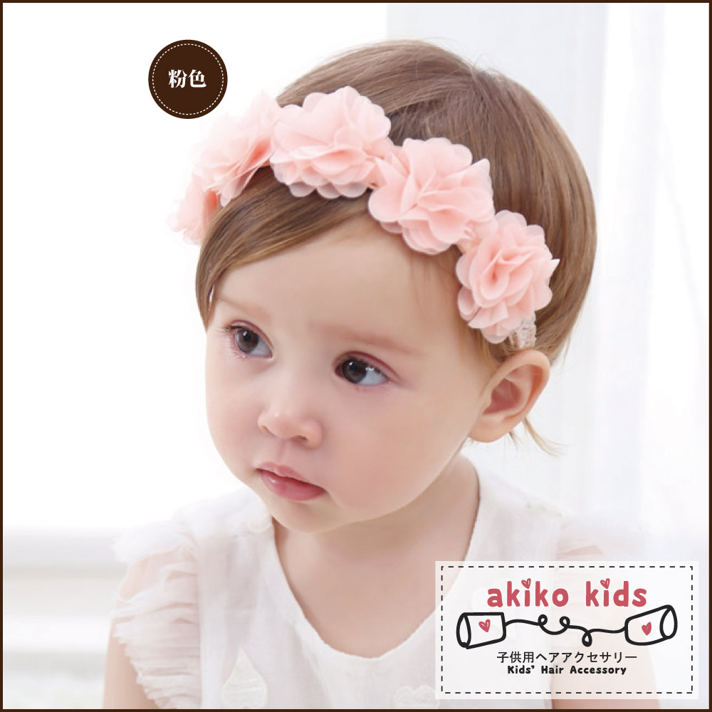【akiko kids】甜美蕾絲5朵花造型0.3-18月寶寶髮帶