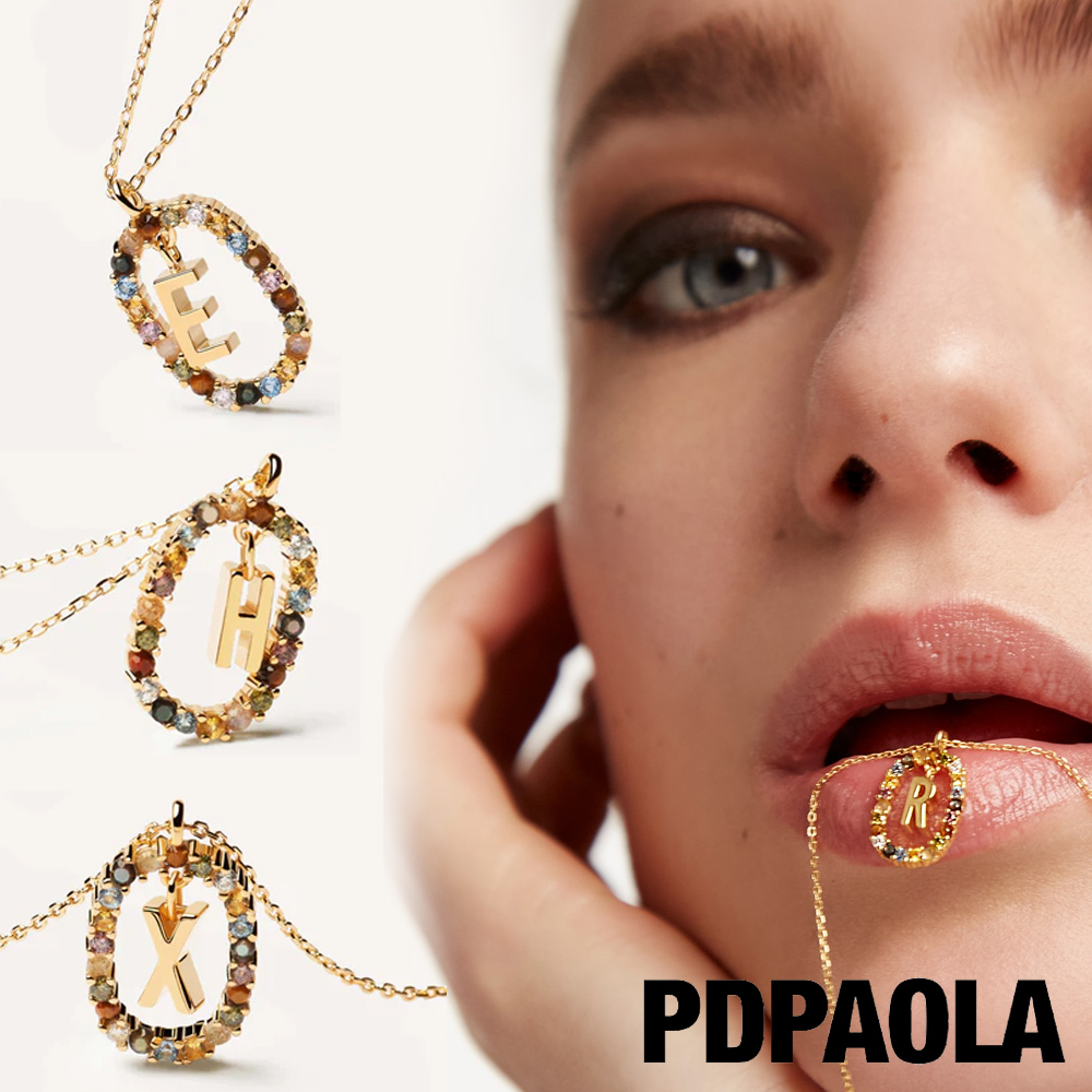 【PDPAOLA】西班牙精品 I AM系列 圓圈字母鍍18K金彩鑽項鍊