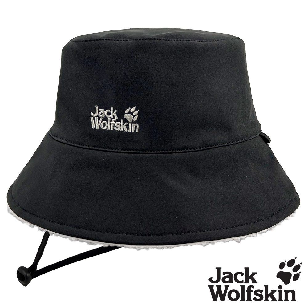 【Jack wolfskin 飛狼】雙面戴羊羔絨防水保暖漁夫帽(PORELLE 防水+PrimaLoft保暖紗)『黑』