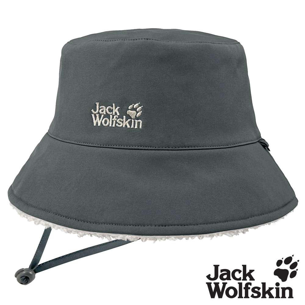 【Jack wolfskin 飛狼】雙面戴羊羔絨防水保暖漁夫帽(PORELLE 防水+PrimaLoft保暖紗)『深灰』