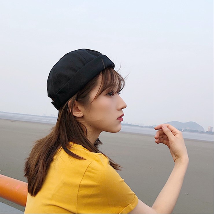 PS Mall 街頭瓜皮帽子無簷嘻哈棒球帽百搭夏季薄款 (G2629) 1入