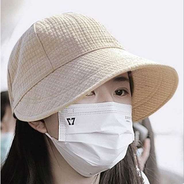 PS Mall 華夫格漁夫帽 素色大帽沿抽繩鴨舌帽 (G2664) 1入