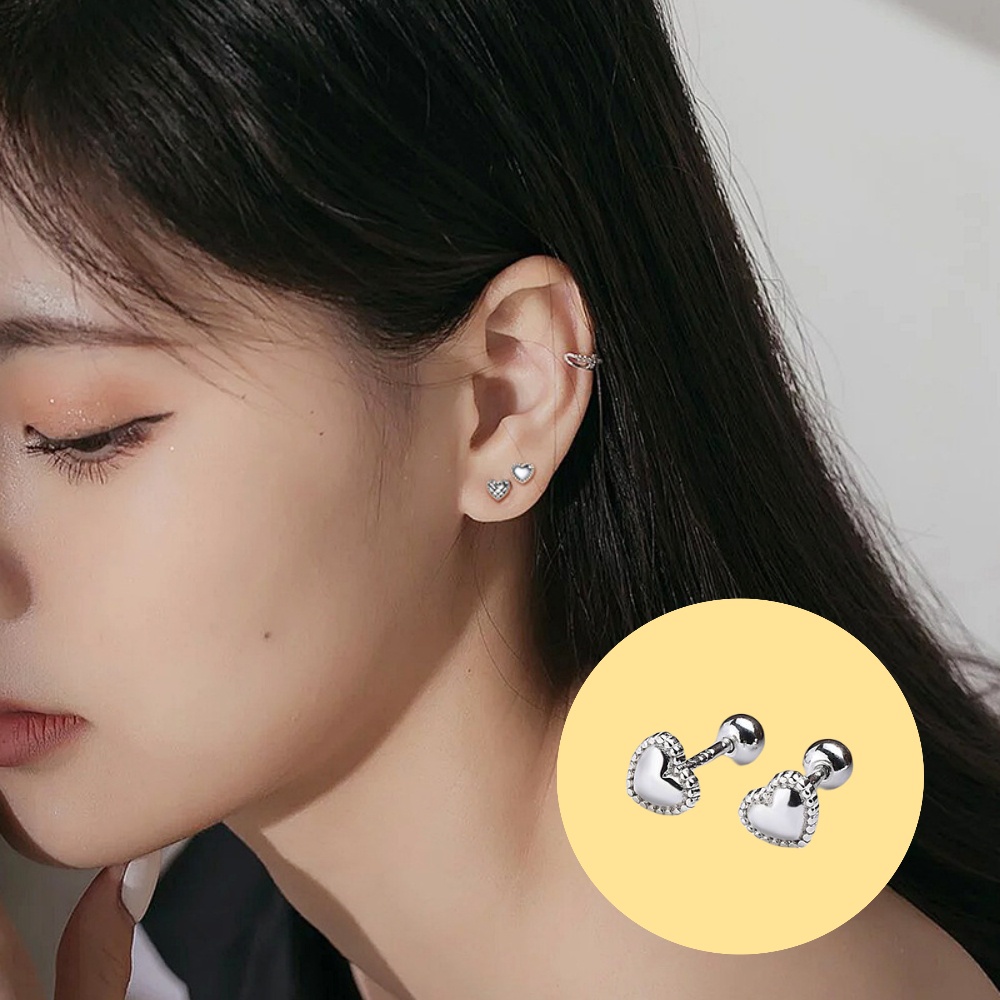 【A&R】韓風s999純銀愛你的心形款轉珠耳環 兩款任選