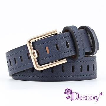 【Decoy】造型方洞＊編織修身時尚皮帶/深藍
