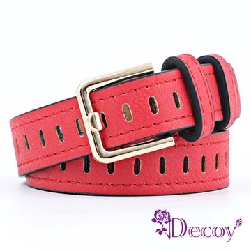 【Decoy】造型方洞＊編織修身時尚皮帶/紅