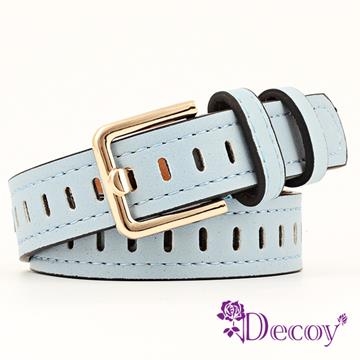 【Decoy】造型方洞＊編織修身時尚皮帶/天藍