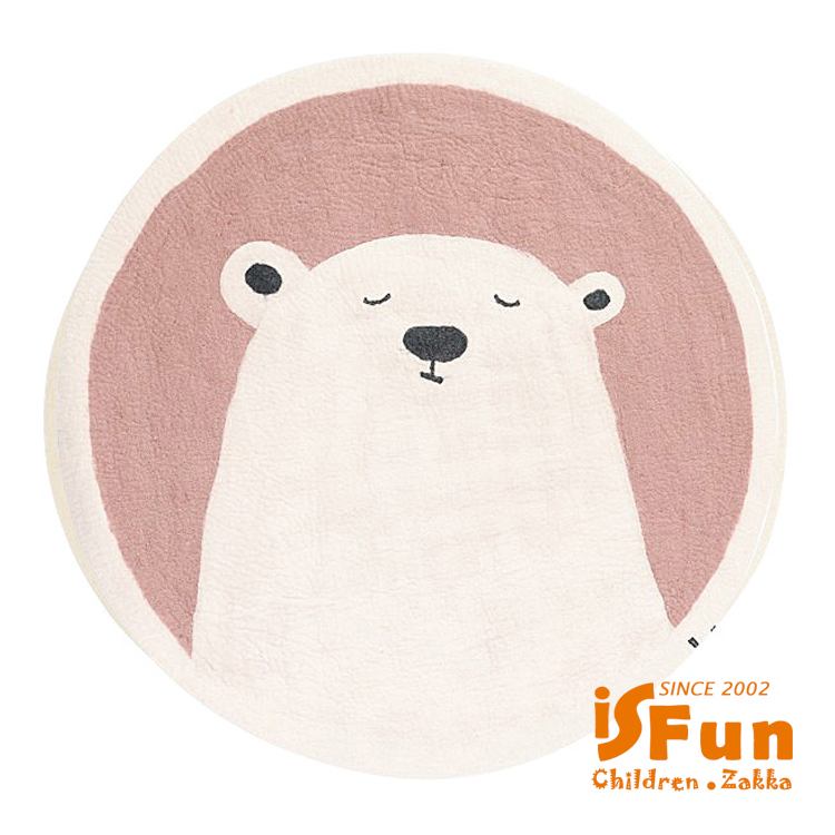 【iSFun】睡眠白熊＊羊羔絨毛腳踏床邊地墊80x80cm/粉