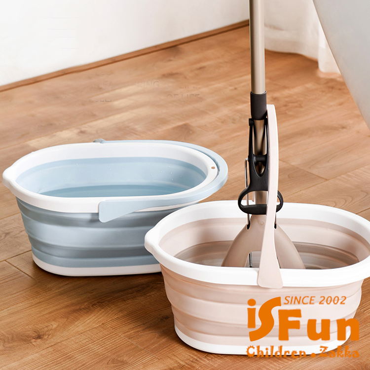 【iSFun】可折疊長方形家用拖把桶戶外便攜手提儲水桶/藍色